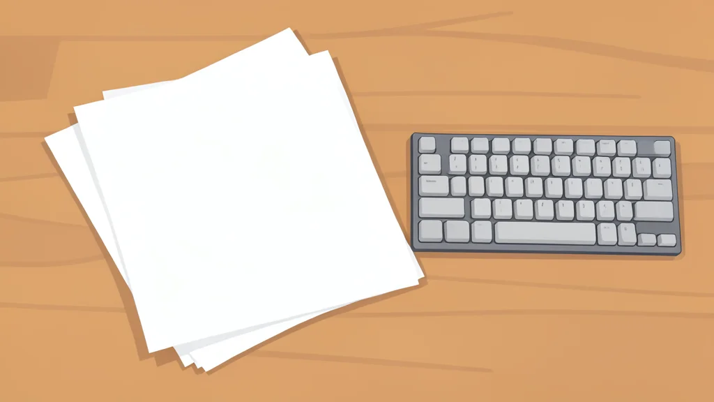 A stack of plain text files on a desk next to a mechanical keyboard