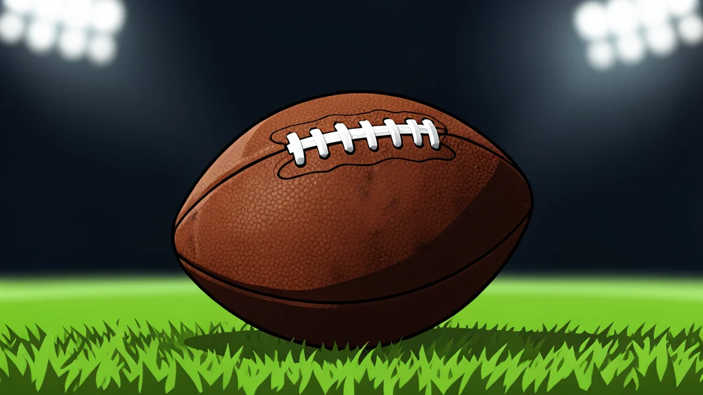 A football resting on a green grass field