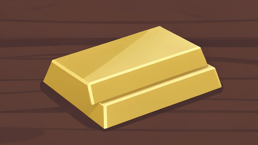 A stack of shiny gold bars resting on a dark wooden table