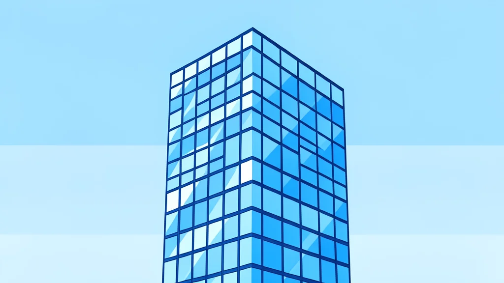 A modern glass skyscraper with a grid-like facade reflecting the sky