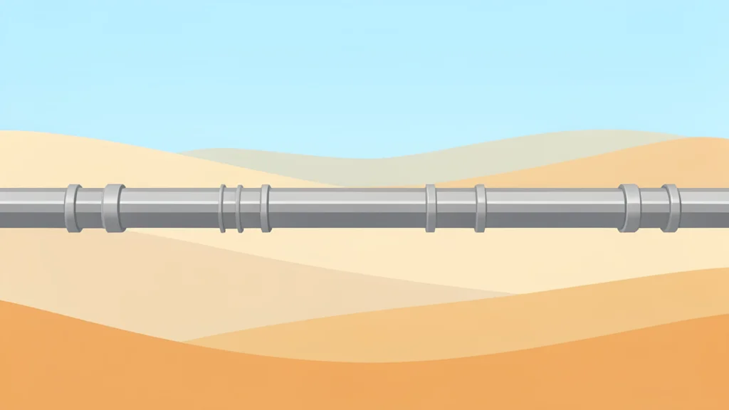 A large industrial oil pipeline stretching across a desert landscape