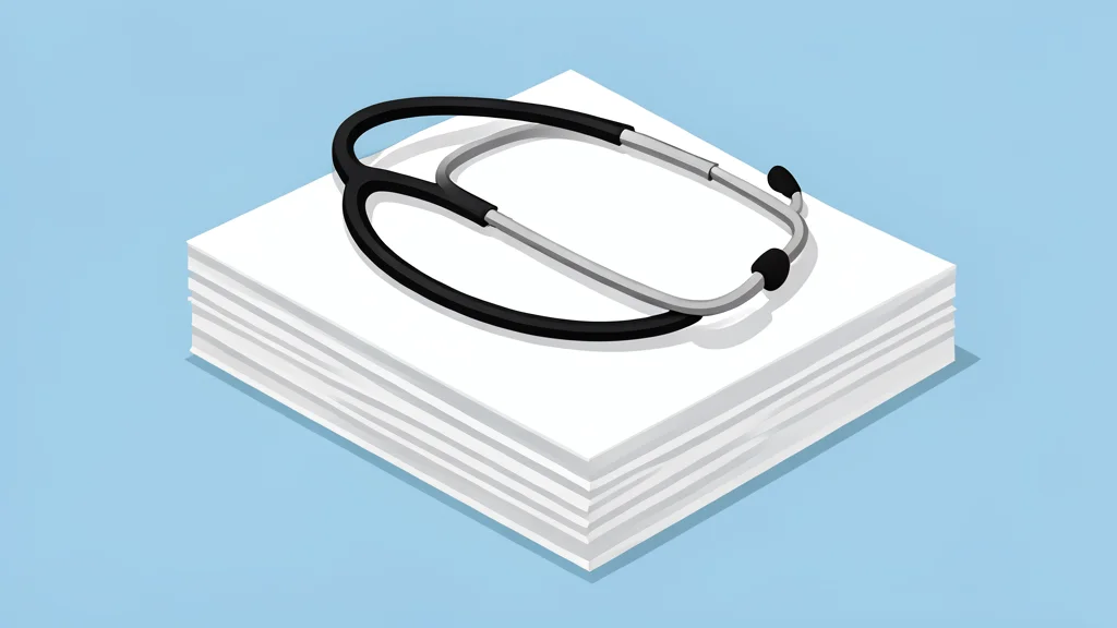 A stethoscope resting on a stack of paper files