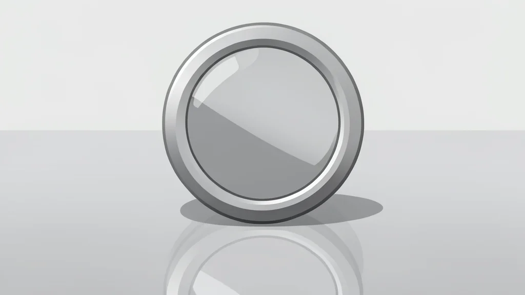 A digital coin resting on a smooth, reflective surface