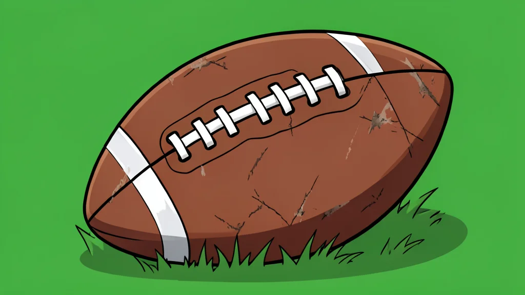 A green football resting on a grass field