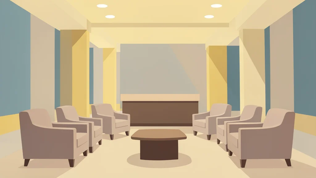 A modern hotel lobby with comfortable seating and warm lighting