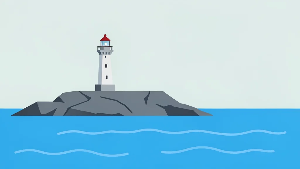 A calm harbor with a lighthouse standing on a rocky headland