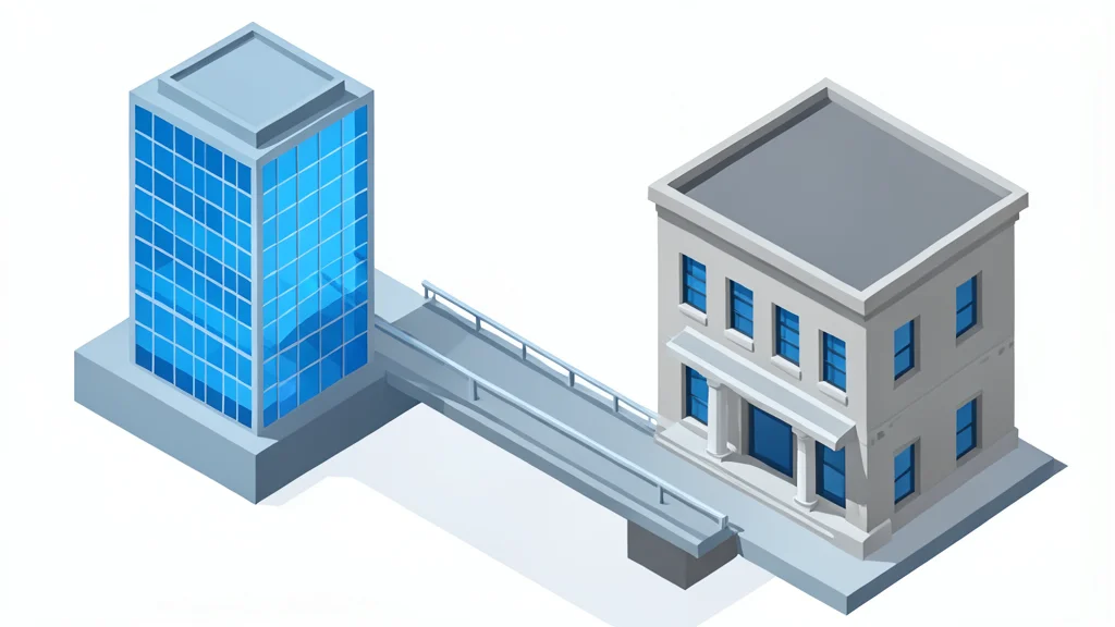 A digital bridge connecting two distinct architectural structures