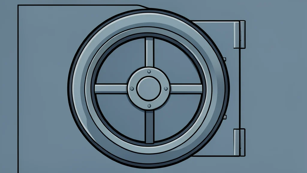A heavy circular wheel on a traditional bank vault door symbolizing financial security and institutional trust.