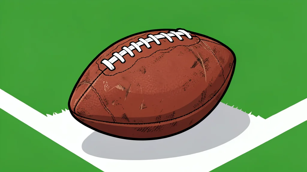 A football resting on a green grass field