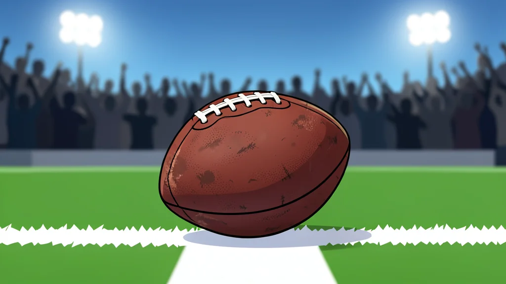 A football resting on the green grass of a stadium field