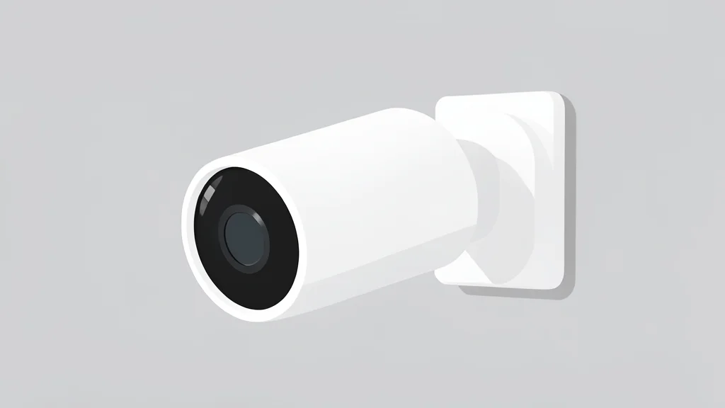 A white, cylindrical smart security camera mounted on a wall bracket