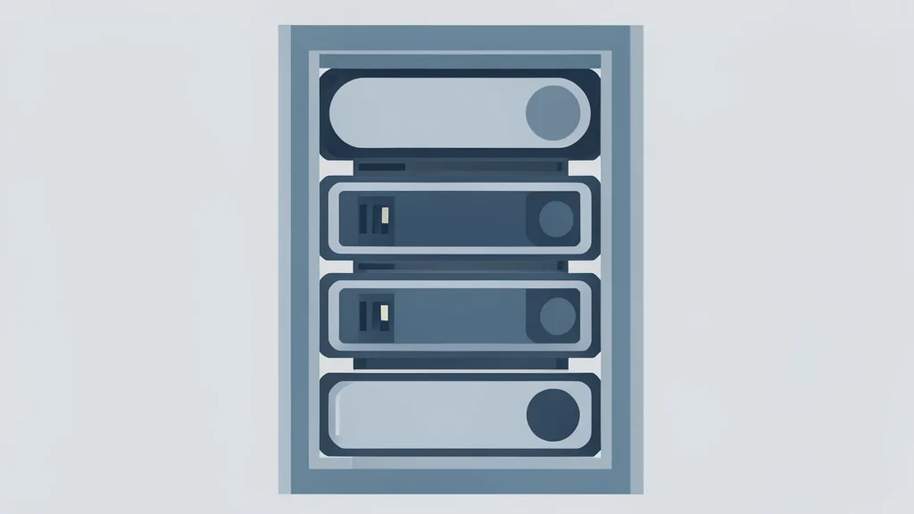 A stack of hard disk drives in a server rack