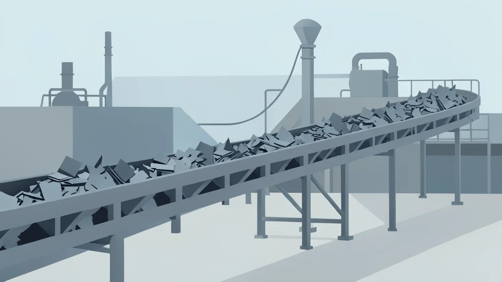 A large industrial recycling facility with conveyor belts processing shredded metal components