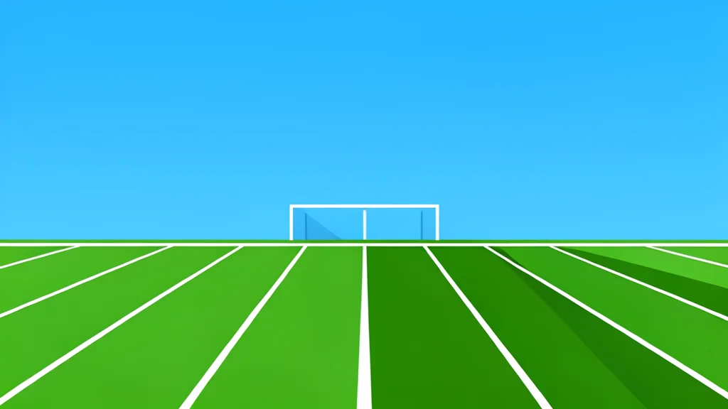 A green football field with white yard lines and a goalpost in the distance