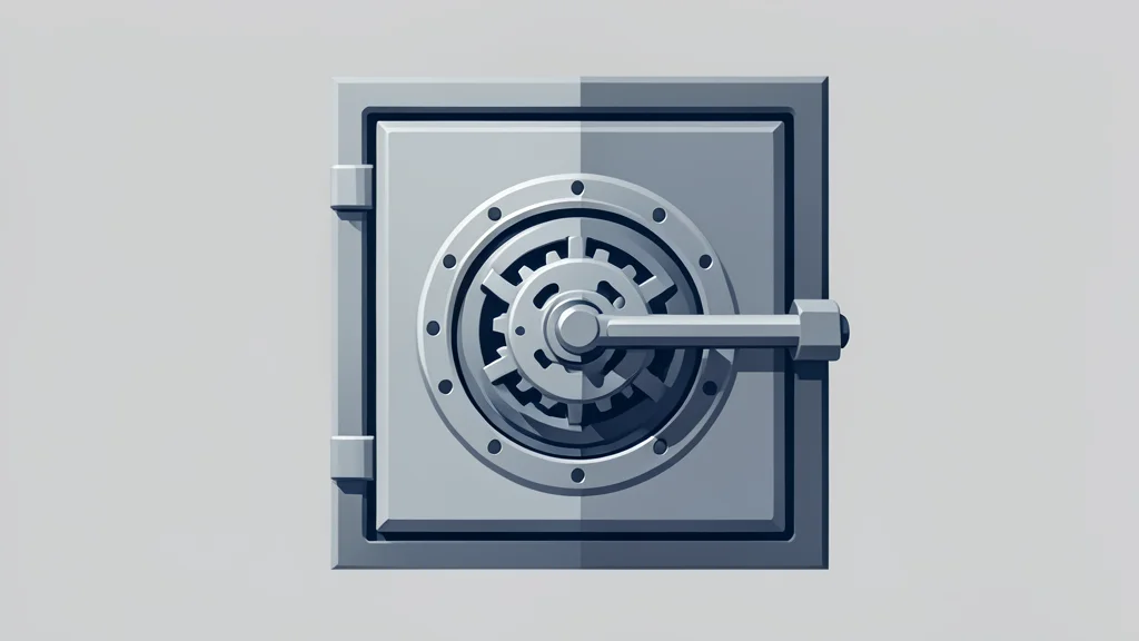 A secure, metallic vault door with a complex locking mechanism