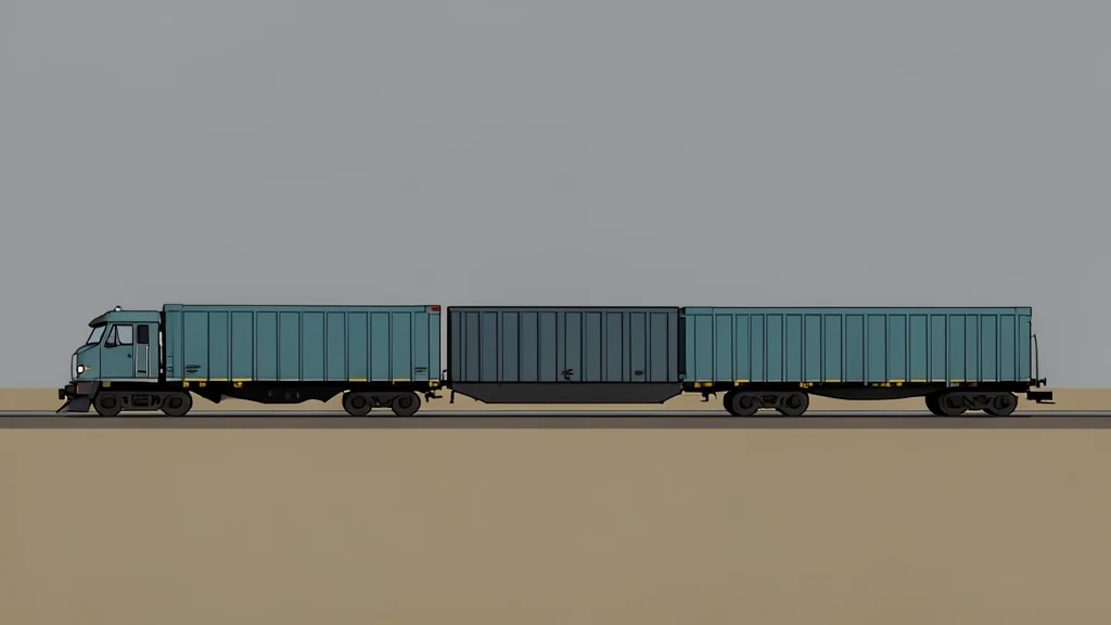 A long freight train traveling across a flat, open landscape under a grey sky