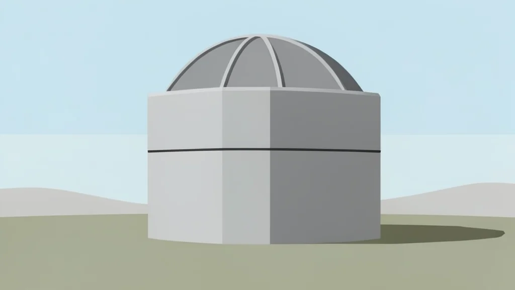 A large, cylindrical concrete containment structure with a dome roof, typical of a nuclear power plant or research facility, standing in a neutral landscape.