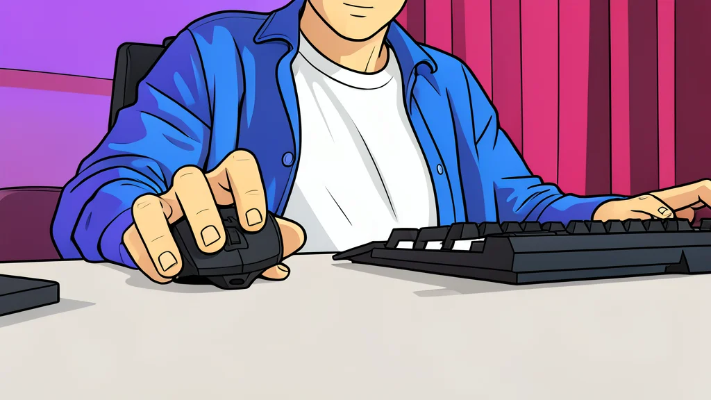 A sleek, cordless computer mouse resting on a textured desk mat