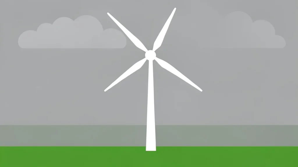 A wind turbine standing in a grassy field under a cloudy sky
