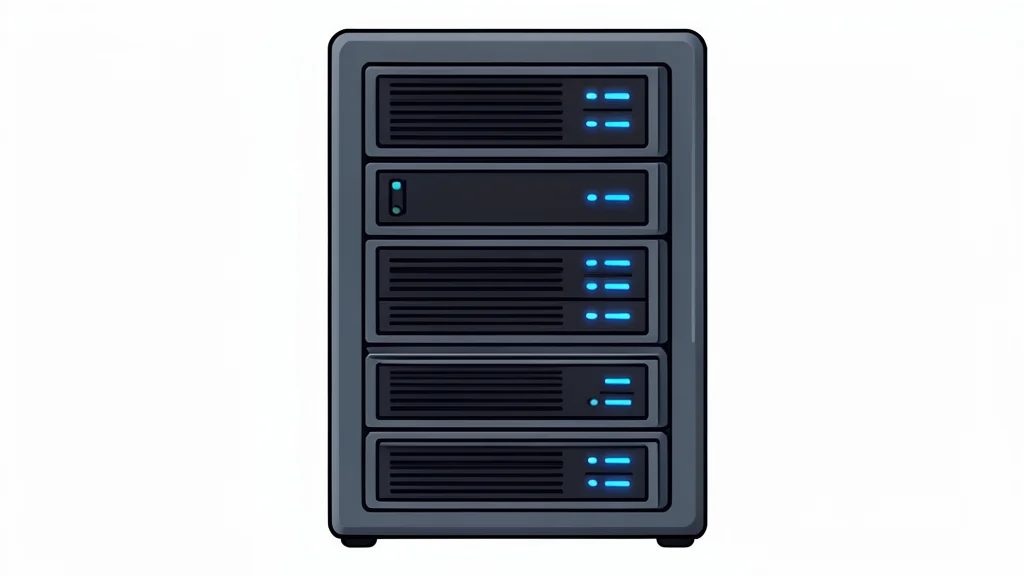 A sleek, modern server rack with glowing blue status lights