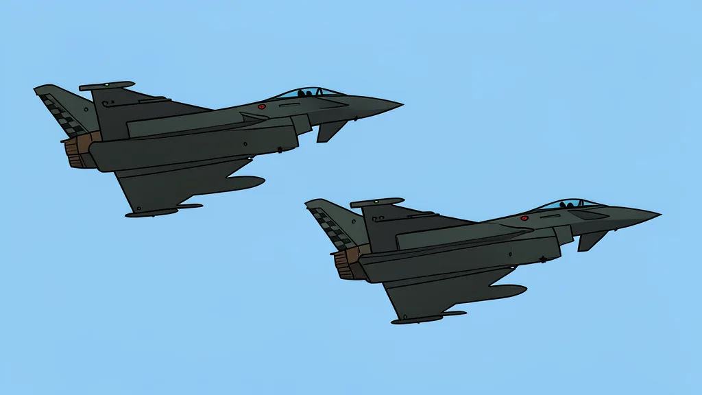 A fighter jet flying over a flat, green Baltic landscape with a distant coastline