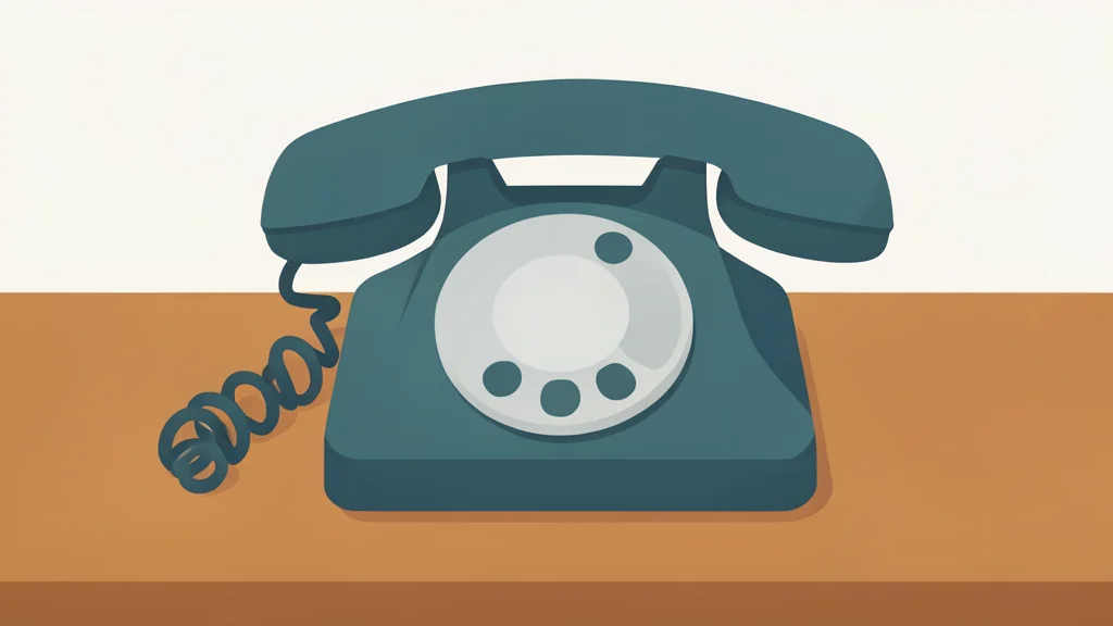 A vintage rotary telephone handset resting on a wooden desk