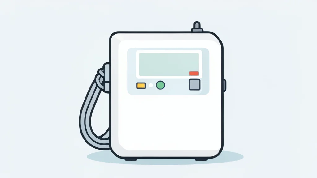 A sterile, white medical diagnostic machine with a coiled cable and a small control panel
