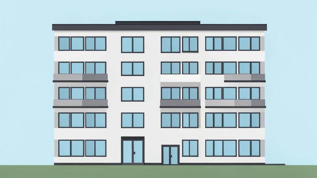 A modern residential apartment building facade with uniform windows