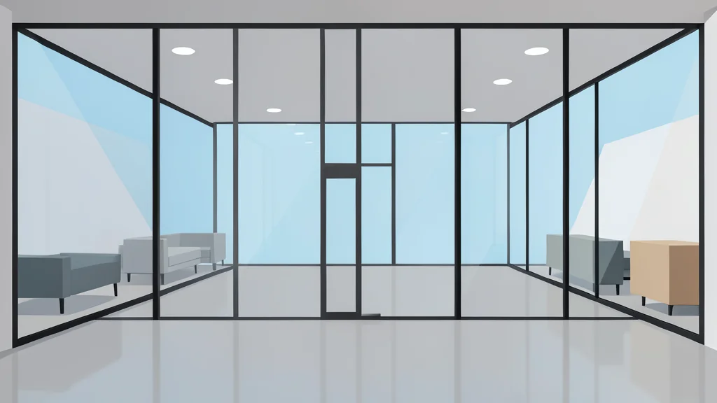 A sleek, modern retail store interior with minimalist glass walls and polished concrete floors