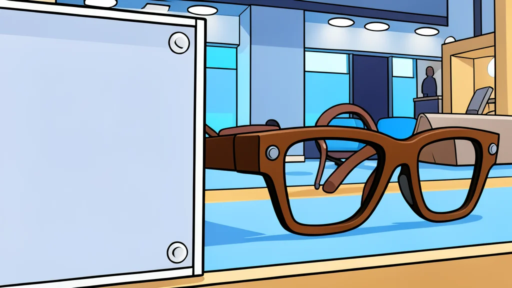 A pair of sleek, modern eyeglasses resting on a smooth, neutral surface