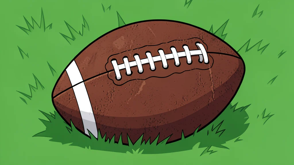 A lush green football field with white yard lines and distant goalposts under a clear sky