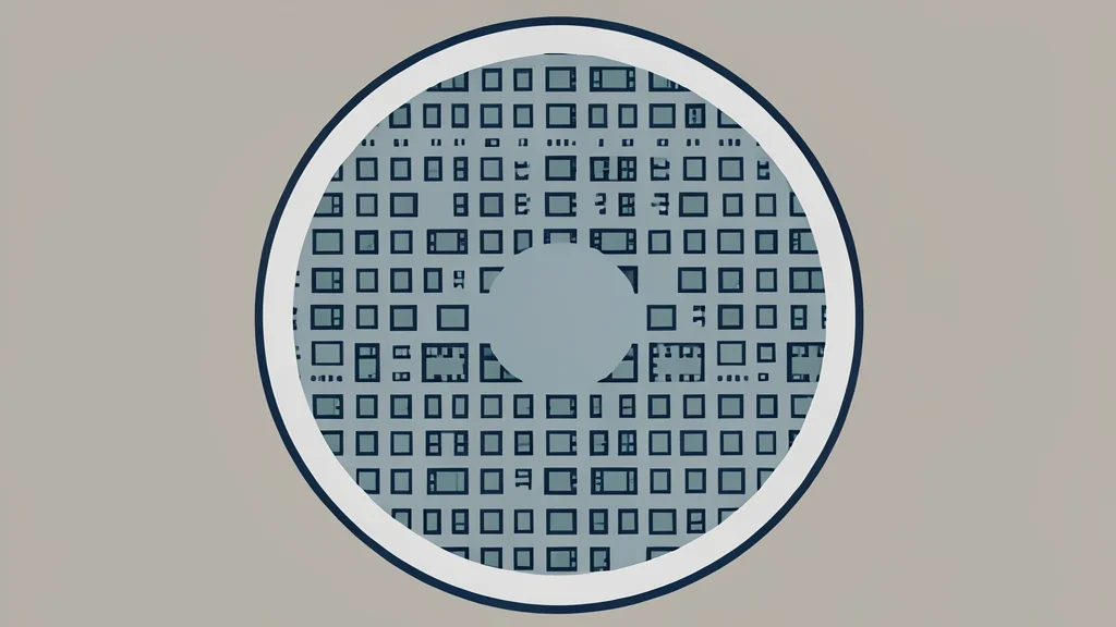 A close-up of a silicon wafer featuring a precise grid of square integrated circuits.