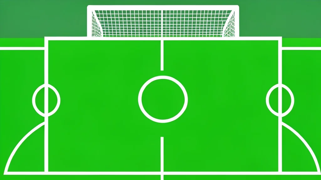 A green grass football pitch with white boundary lines and a goal net in the background