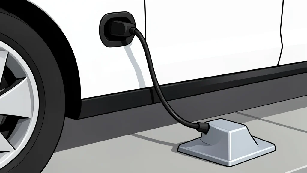 A white electric vehicle plugged into a wall-mounted charging unit in a city street parking spot