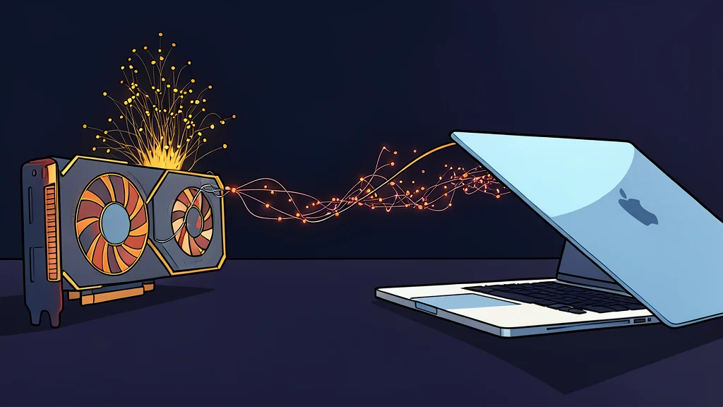 A close-up of a sleek, silver laptop chassis with a glowing, translucent blue light emanating from the central processing unit area, symbolizing high-performance computing power.