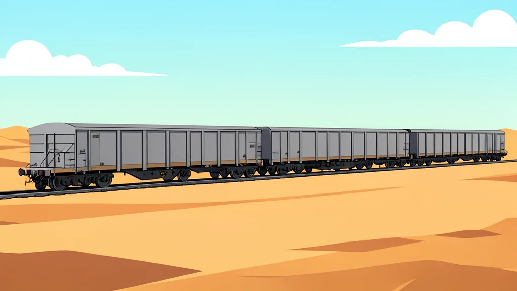 A long freight train stretching across a dry, sun-baked landscape