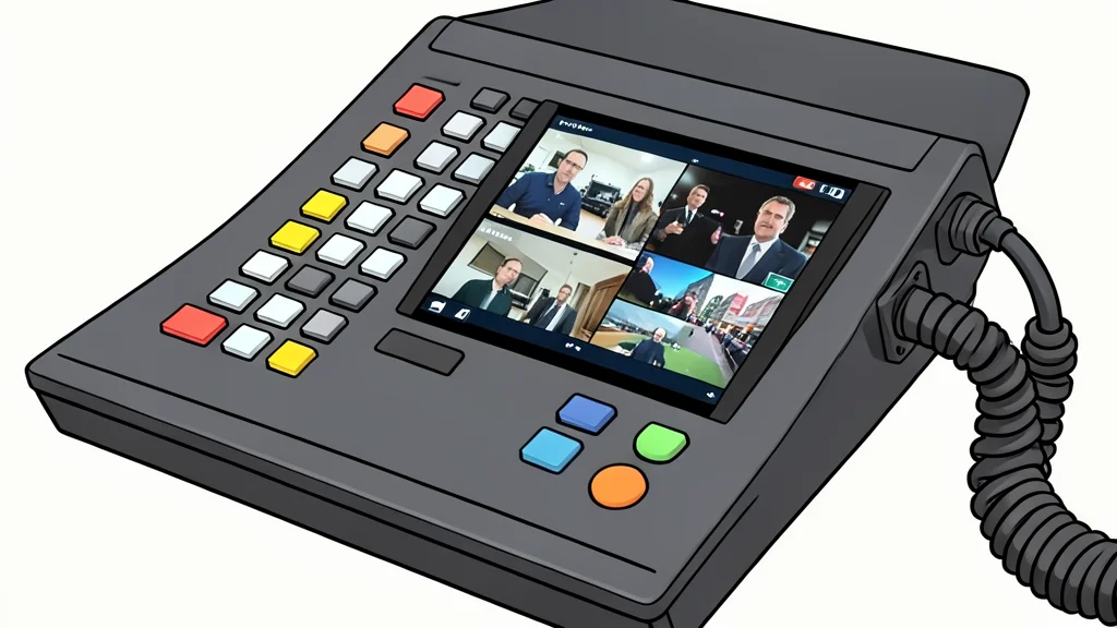 A stylized illustration of a tablet device surrounded by abstract geometric shapes representing data flow and connectivity, set against a neutral background.