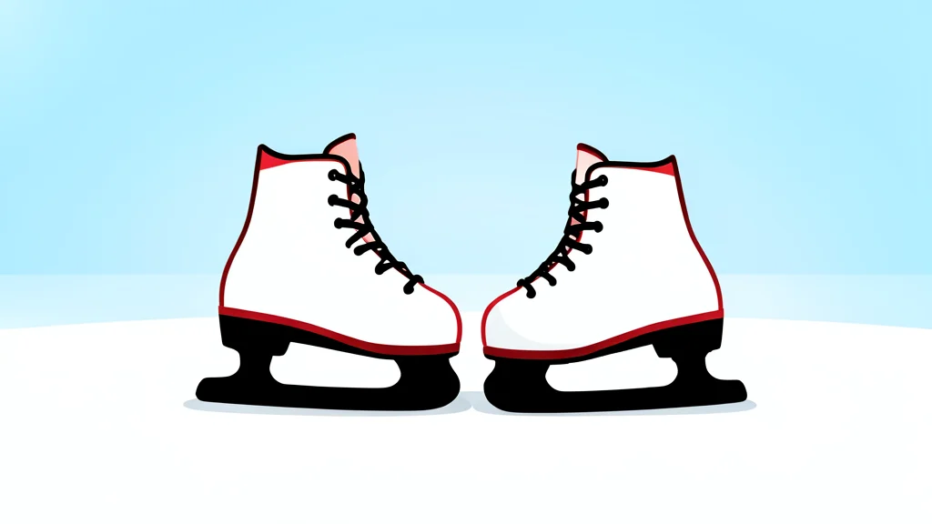 A pair of ice skates resting on a smooth, white ice surface