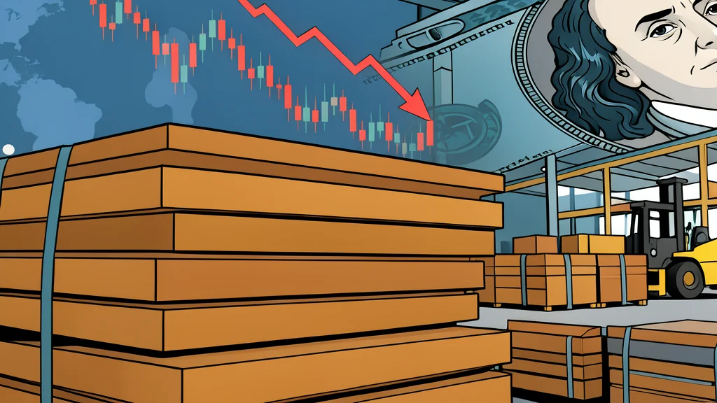 A stack of reddish-brown metal ingots in a dim warehouse