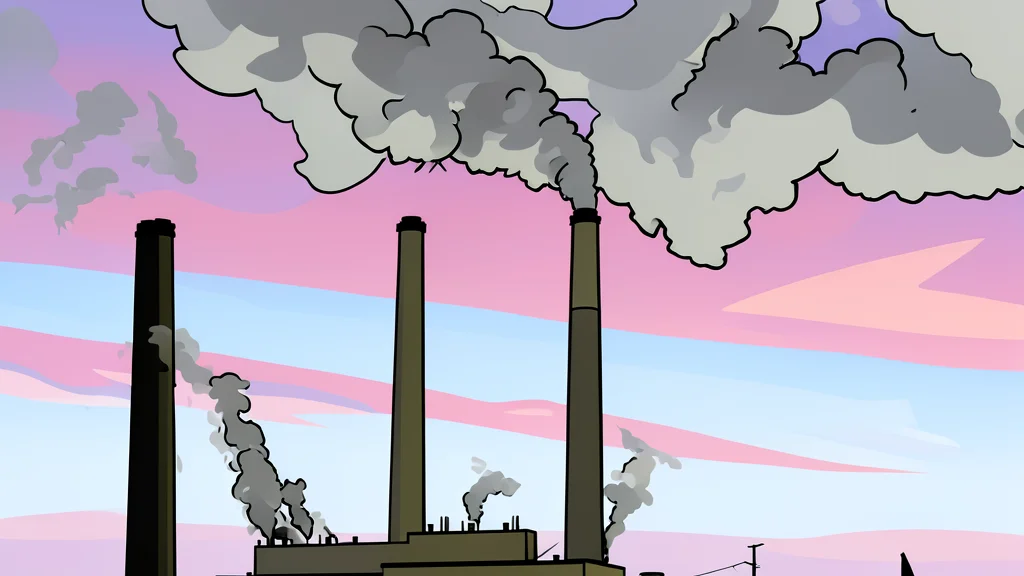 A large industrial smokestack releasing steam against a clear sky