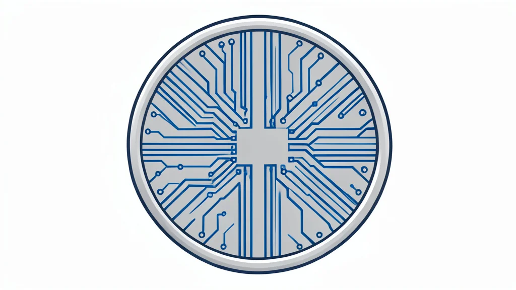 A close-up view of a complex silicon wafer with intricate circuit patterns