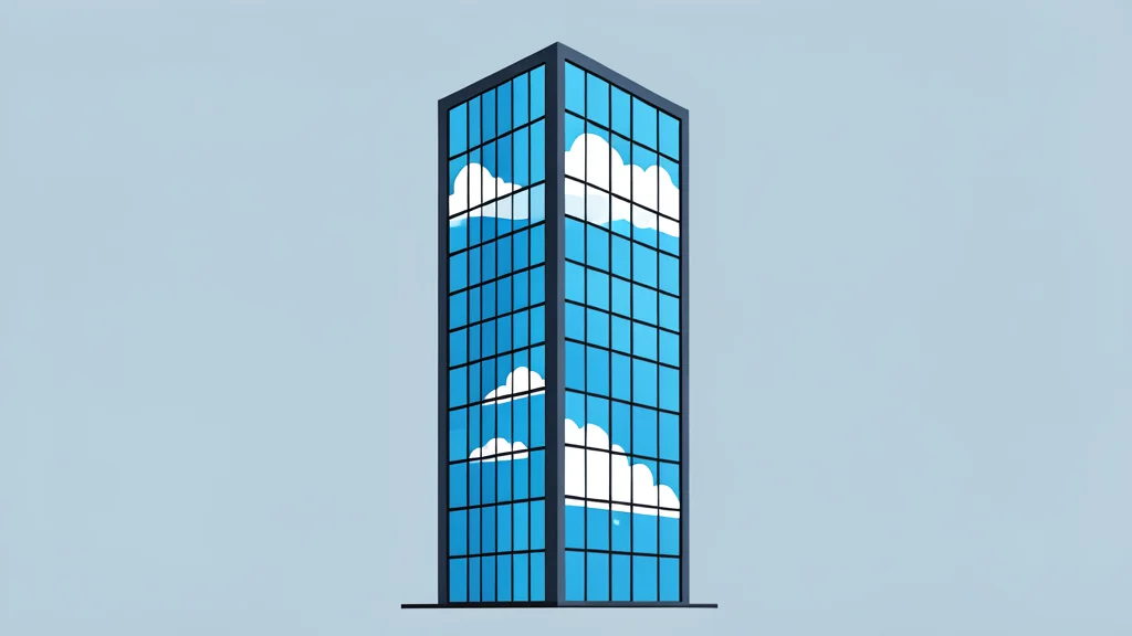 A modern glass skyscraper with a grid-like facade reflecting the sky