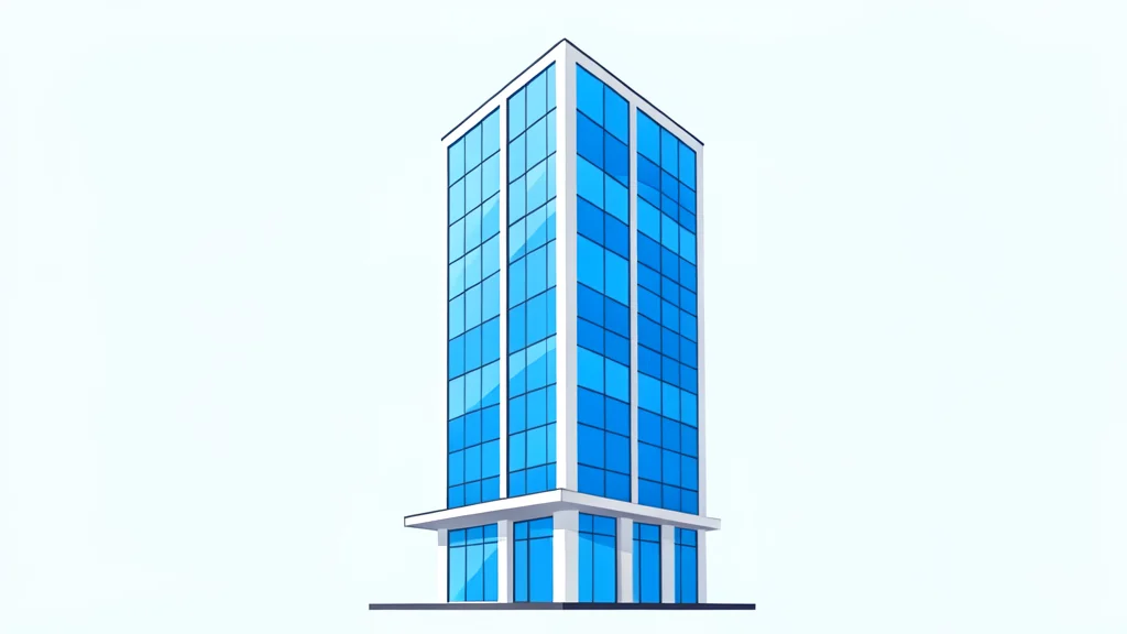 A modern glass skyscraper reflecting a clear blue sky