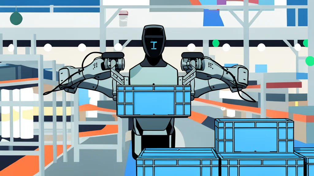 A row of sleek, silver humanoid robots standing in a clean, white industrial assembly line