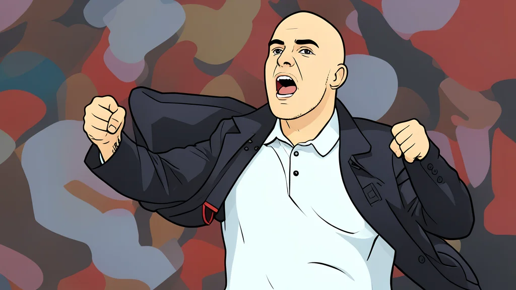 A football manager standing with arms folded on the sideline of a green pitch.