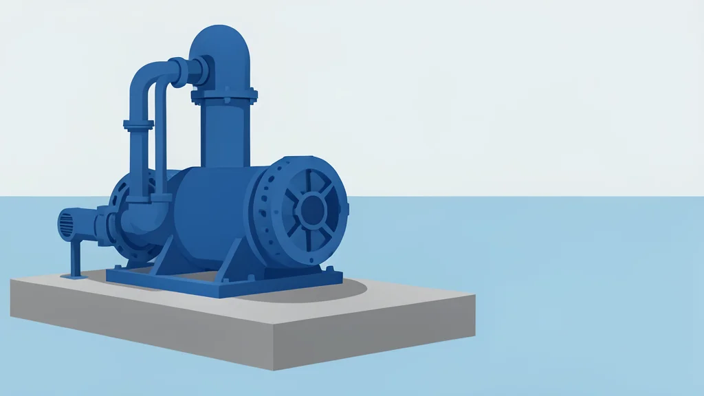 A large, industrial water pump mechanism situated near a body of water