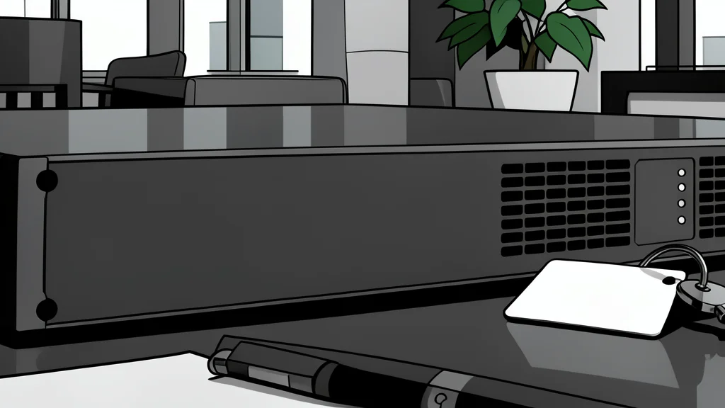 A server rack with blinking status lights in a dimly lit room