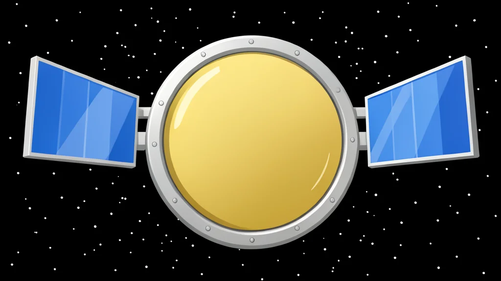 A large, golden, hexagonal space telescope floating in the blackness of space, with a long, thin solar array extending from its side.