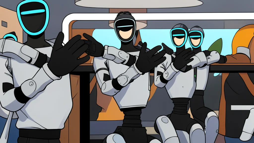 A sleek, metallic humanoid robot standing in a minimalist industrial warehouse