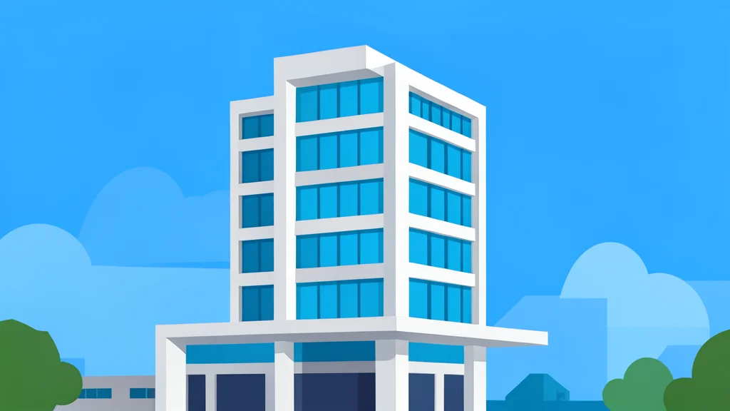 A modern office building in Manila with a clear blue sky